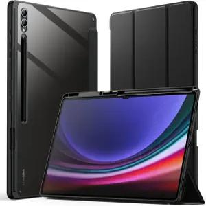 삼성 갤럭시 탭 S10 울트라/탭 S9 울트라 14.6인치 S펜 홀더 포함 투명 PC 뒷면 충격 방지 삼중 접이식