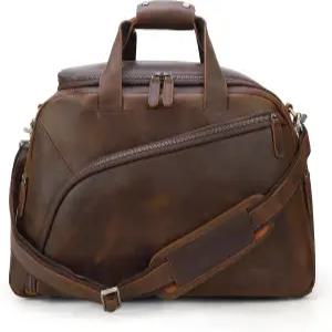 남성용 TIDING 풀 그레인 가죽 더플백 - 20인치 TSA 승인 휴대용 주말 야간 여행용
