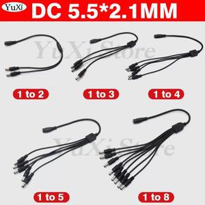 1개 5.5*2.1mm DC 전원 분배 케이블 5V 12V 어댑터 커넥터 코드 CCTV 카메라 LED 스트립 조명용 1에서 2/3/