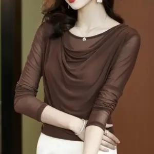 여성 긴팔 라틴 라인 댄스복 상의 폴리혼방 연습용 블라우스 색상6가지