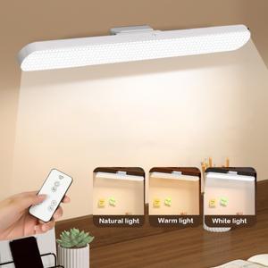 USB 충전식 LED 테이블 램프 캐비닛 하부 조명 리모컨 포함 3가지 색상 모드 무드등 무선 스트립 옷장 선반