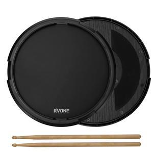 [미국배송] RVONE 연습용 드럼 패드 12인치 U2013 사일런트 초보자용 스틸 볼 800개 내장 스네어 스탠드 호환성이 있는 양면 고무 패드-블랙