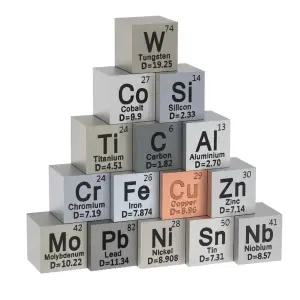 금속 원소 큐브 15개 - 주기율표 컬렉션용 밀도 세트 순수 텅스텐 티타늄 니오븀 알루미늄 철 구리 크롬 +