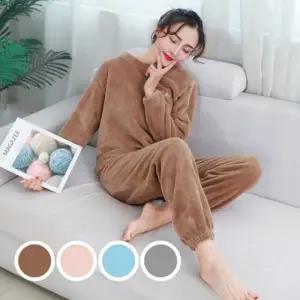 여성 수면잠옷세트 수면 잠옷 바지 겨울 여자 극세사