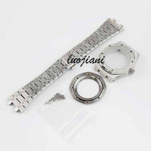 41mm nh35 시계 케이스 사파이어 유리 방수 NH35 무브먼트 31.8mm 다이얼 로얄 오크 스테인레스 스틸 스트