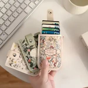 고급 슬라이드 정원 카드 지갑 여자 꽃무늬 명함 지갑 카드지갑
