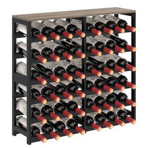 MOGELAFOO 테이블 상단이 있는 6단 대나무 와인 랙, 독립형 48병 보관 선반, 주방, 바, 식당, 거실용 디스플레이, 아이보리 화이트 및 블랙