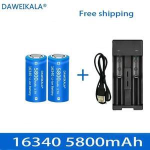 충전식 리튬 이온 16340 배터리 LED 손전등 벽 CR123A 5800mAh 3.7V