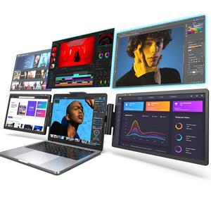 L LIMINK SP12 휴대용 트리플 모니터, 13-16인치 노트북용, 12인치 1080P IPS 디스플레이 초경량 여행용 스크린 익스텐더, 플러그 앤 플레이 부착 가능한 듀얼 확장 워크스테이션 맥 및 윈용