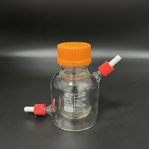 SHUNIU 더블 데크 원통형 단일 목 평평한 바닥 플라스크 100ml GL45mm 메자닌 재킷 반응기 병 노즐 포함