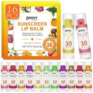DMSKY SPF 30 립밤 벌크 16팩 자외선 차단 브로드 스펙트럼 UVA /UVB 보호 입술용 여행용 차단제