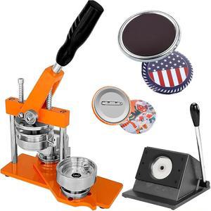 2.28x2.28인치 원형 냉장고 자석 제조기, 58 * 58mm 버튼 제조기 프레스 키트(배지 재료 100세트, DIY 사진 스티커 종이 커터(오렌지)