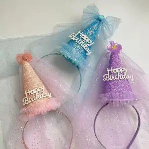 (색상:퍼플)핏픽 생일 왕관머리띠 (만 14세이상사용) 파티용품 꾸미기 이벤트 꼬깔 모자 축하 소품 장식 공