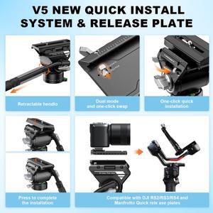 COMAN M1 PRO V5 원클릭 리프팅 카본 파이버 모노포드 (퀵 릴리즈 풋 락 포함) DSLR 카메라용 경량 여행용