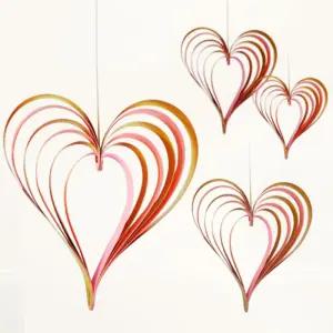 해피파티 이벤트 가랜드 하트 모빌 4종 세트 (핑크.골드)/프로포즈/잔치/환갑/파티룸생일/상차림/생일/벽