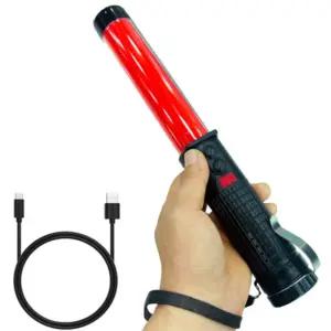 고휘도 LED 후레쉬 호루라기 충전식 소형 멀티 경광봉 신호봉 교통봉 공사용