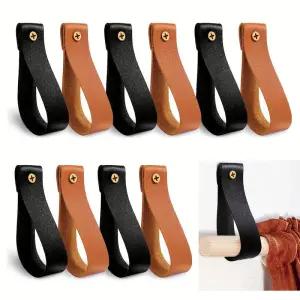 압축봉홀더 압축봉 고정 붙이는 커튼 레일 브래킷 목재 용 PU 가죽 루프 스트랩 걸이식 수건 태피스트리 카