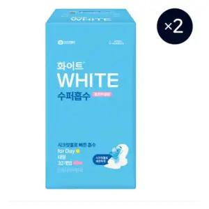 | 화이트 | 수퍼흡수？생리대 대형 32매 x 2EA 여성용품 순면커버 오버나이트 수퍼흡수 탕비실 팬트리