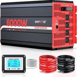 트럭 가정 RV 피크 12000W 오프그리드 태양광 인버터(AC 콘센트 4개 USB 포트 타입-C LCD 화면이 있는