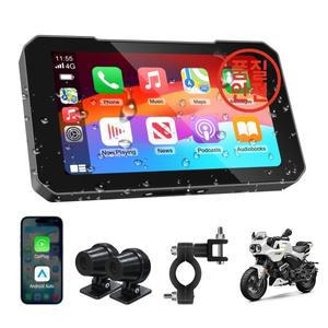 터치스크린 오토바이 카플레이 화면 내비게이션 IP67 방수 휴대용 모니터 듀얼 카메라