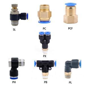 1PCS 공압식 퀵 커넥터 호스 튜브 에어 피팅 PCF PL SL PB PH PX 4-12mm 수나사 파이프 커플러 1/8 1/4 3/8