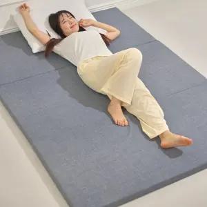 허리에 좋은 탄탄한 3단 매트리스 접이식 요매트 더블/토퍼/요/패드/바닥/누빔/커버/까는/이불/삼단/침대