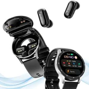 스마트워치 이어폰 블루투스 버클 모던 벨트(블루투스 실버+스틸 46mm 2-in-1)