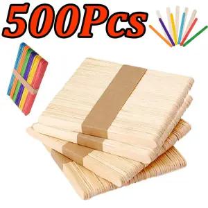 얇은합판 나무 목재 원목 50-500개 컬러 아이스크림 아이스 캔디 스틱 공예 수지