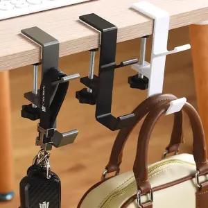 2단 무타공 책상 가방걸이 / 책가방 사무실 파티션 후크 선반 거치대 고리