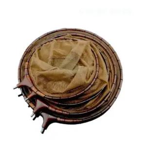 카본 뜰채 키우라 붕어 중층 어장 바다 낚시 프레임 브라운레드 30cm 초경량 라탄