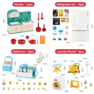 인형 집 가구 세트 욕실/주방/냉장고/세탁기 어린이 미니어처 척 놀이 장난감