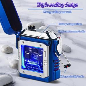 2024 새로운 스마트 전자 펄스 라이터 방수 투명 디지털 디스플레이 대용량 USB 충전식 멋진 선물