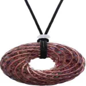 아브라카두브라 텐서 링 구리 이중 소용돌이 나선형 펜던트 상감 크리스탈 2.4인치 빅 오르고나이트 목걸이