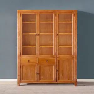 [마루엔개비] 우리목 서랍 찬장 장3문 유리장식장 원목그릇장