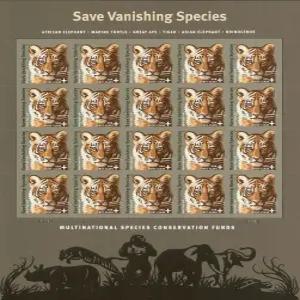 USPS 사라지는 종을 구하다 스콧 B4 우표 20장 반우체 시트