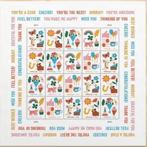 Thinking of You 20장 퍼스트 클래스 메일 포에버 우표 2023 Scott 58035807