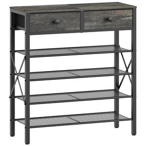 야티니 5단 신발장, 대용량 신발 보관 정리함, 서랍장과 나무 상판이 있는 금속 선반, 현관, 옷장, , 블랙 SS25BCY1 20켤레용