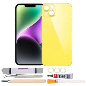 수리 도구 키트와 함께 후면 교체(노란색) 유리 Dymicbit 호환되는 커버 iPhone 14 6.1인치와