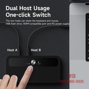하기비스 USB C KVM 스위치 1 모니터 2 컴퓨터 4K HDMI 허브 PD 공유용 키보드 마우스 프린터