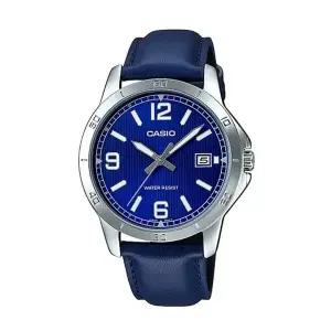 [신세계라이브쇼핑]카시오 MTP-V004L-2B 남성 라운드 아날로그 가죽 손목 시계