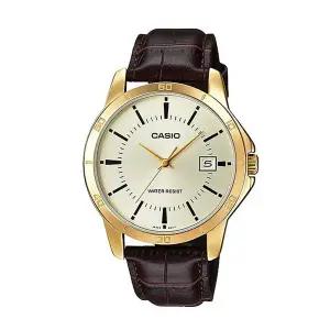 [신세계라이브쇼핑]카시오 MTP-V004GL-9A 남성 라운드 아날로그 가죽 손목 시계