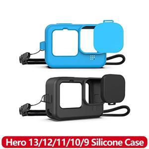 Hero 13/12/11/10/9 실리콘 케이스  GOPRO호환 13 12 11 10 9 블랙 액션 카메라용 끈 렌즈 캡 포함 낙하 방