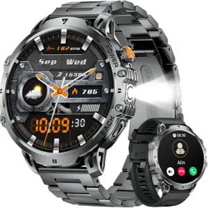 남성용 LIGE 스마트 워치 안드로이드 iOS용 응답/전화 걸기 1000mAh 배터리/플래시라이트 1.85인치 HD