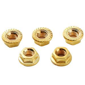 10개 육각 플랜지 너트 황동 자동 잠금 톱니형 스핀락 M3 M4 M5 M6