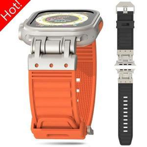 애플 워치 울트라 2 용 스포츠 실리콘 밴드, 49mm, 부드러운 고무 스트랩, 아이워치 시리즈 9, 8, 7, 6, 5,