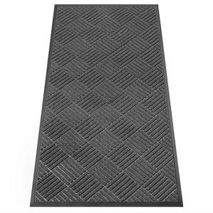 HOMEK 실내 실외 도어 매트, 입구용 1.2 x 61.4cm(4 2피트) 고무 뒷면 미끄럼 방지 현관 매트 외부 입구, 홈 오피스용 흡수력이 뛰어난 상업용 바닥 그레이