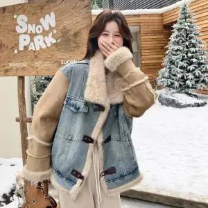 루타꽁몰 여성 데님 자켓 겨울 라이크 퍼 일체형 코트 HO4