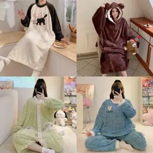 오버핏 빅사이즈 극세사 여성용 수면잠옷 홈웨어 파자마 산모 임산부 겨울 88 99