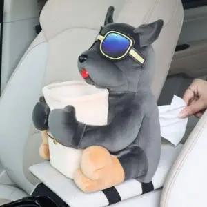 ( )차량용 티슈 케이스 휴지 커버 강아지 자동차 꾸미기 화장지 차내부 용품 인형