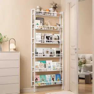 방문뒤 틈새 책장 정리함 화이트 슬림 수납장